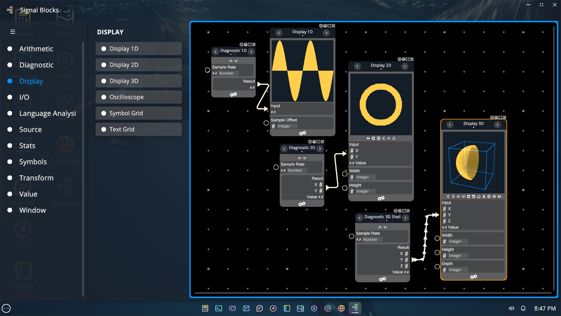 Signal Blocks: Display types